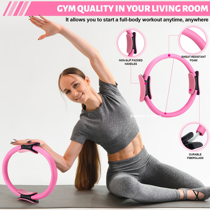 Pilates Ring Set 18-Piece – Magic Circle, Pilates Ball, Resistance Bands, Stretching Strap, Yoga Ring, Anti-Slip Socks & Gym Bag