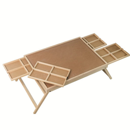 Foldable Puzzle Board Table with Legs – 29.9"x22" Elevated Wooden Jigsaw Desk, 4 Sorting Drawers, Back-Saving Ergonomic Design