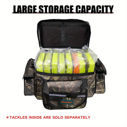 Fishing Tackle Bag Camo Durable Nylon Shoulder Carry Zipper Fishing Gear Storage Bag for Hiking Travel Outdoor Fishing Camouflage
