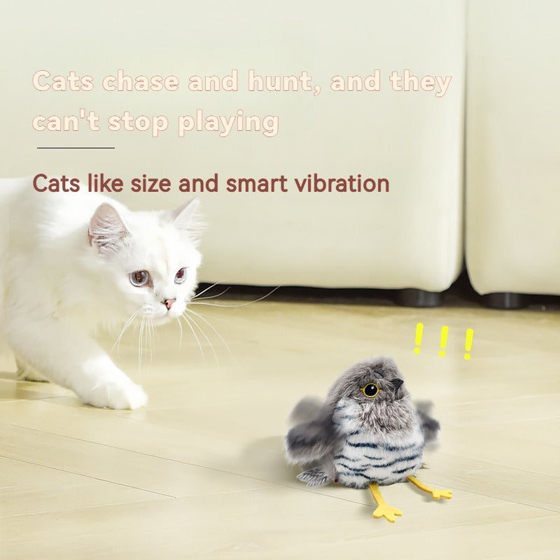 Flapping Bird Cat Toy with Realistic Chirping Sound – USB Rechargeable Interactive Plush Toy for Indoor Cats & Kittens