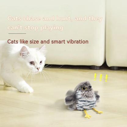 Flapping Bird Cat Toy with Realistic Chirping Sound – USB Rechargeable Interactive Plush Toy for Indoor Cats & Kittens