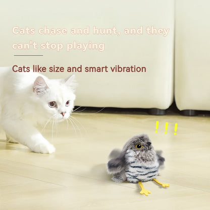 Cat Toy Flapping Bird with Chirping Sound, USB Rechargeable Motion and Three Plush Bird Styles