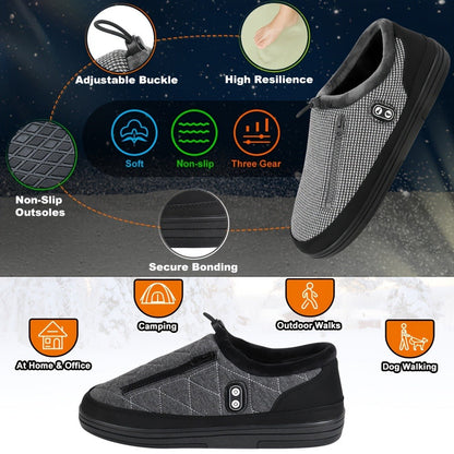 Heated Slippers for Men & Women with 5000mAh Battery – Electric Foot Warmer Shoes, Carbon Fiber Heating, 3 Heat Settings