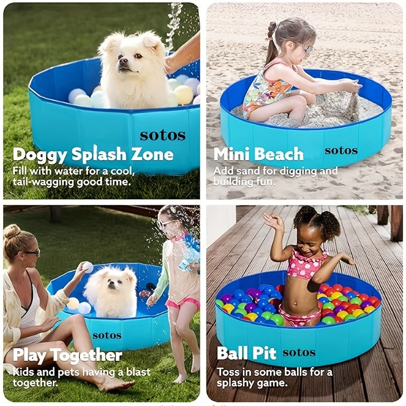 Foldable Dog Pool, Portable Hard Plastic Pet & Kids Swimming Pool, Anti-Slip Collapsible Bathtub for Indoor Outdoor Backyard Use