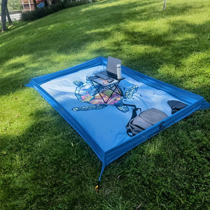 Sand-Wall Beach Mat with Four Stakes and Carry Bag, 140 x 220cm in Six Printed Styles for Outdoor Picnics