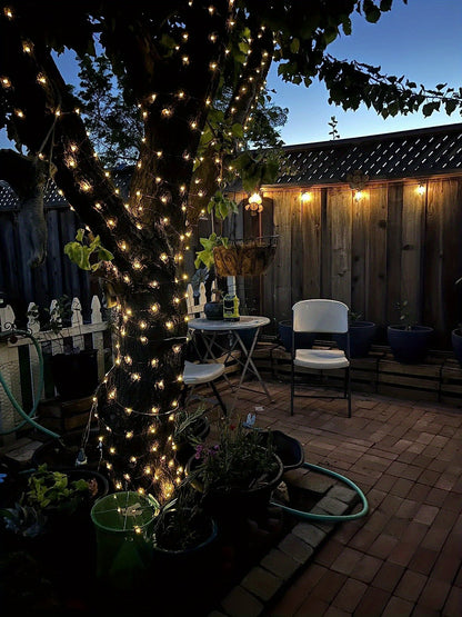 Two-Pack Solar Fairy String Lights, 104 Feet with 300 LEDs, Flexible Wire and Three Color Options