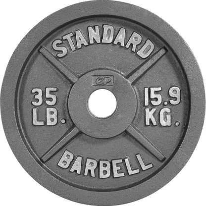 Gray STANDARD Cast-Style Weight Plates in Single, Pair, Four-Piece and Mixed Sets for Barbell Training