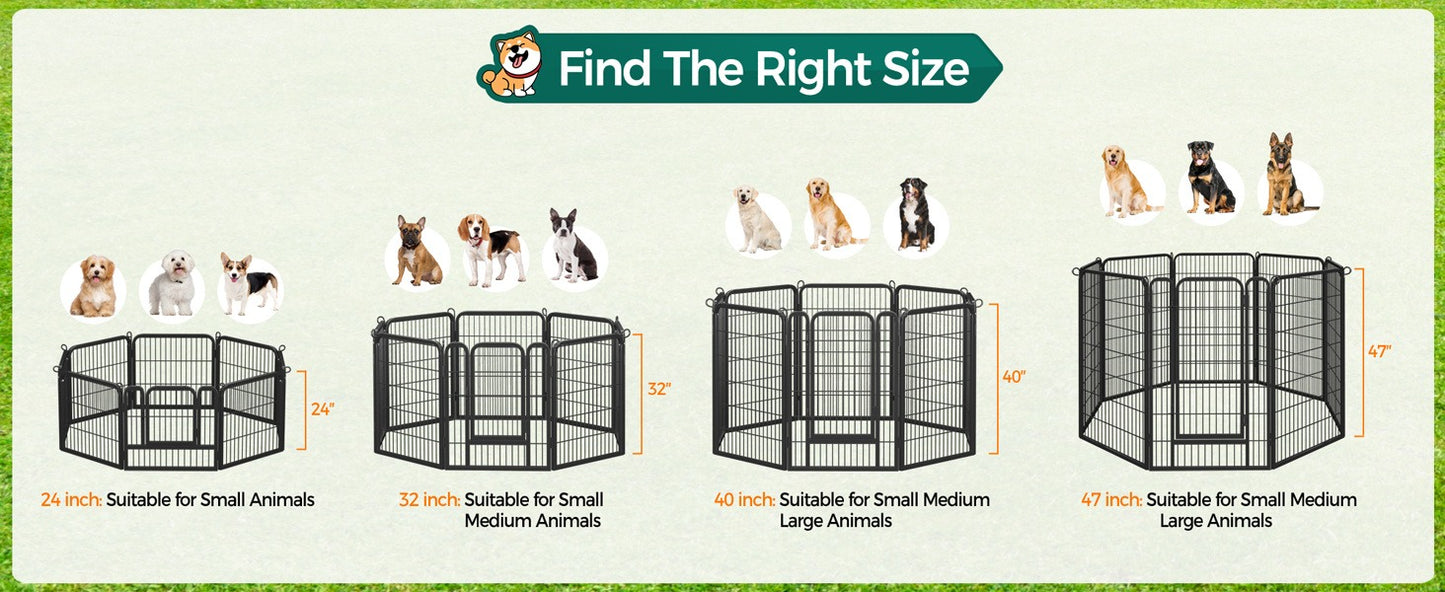 Dog Playpen Heavy Duty Foldable – 8 & 16 Panel Pet Exercise Pen for Large Medium Small Dogs, Portable Indoor Outdoor Puppy Pen for Yard