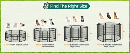 Dog Playpen Heavy Duty Foldable – 8 & 16 Panel Pet Exercise Pen for Large Medium Small Dogs, Portable Indoor Outdoor Puppy Pen for Yard