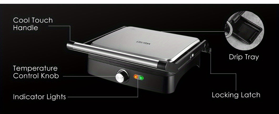 Panini Press Grill Indoor Sandwich Maker 4 Slice, Non-Stick 1200W Electric Grill with Temperature Control