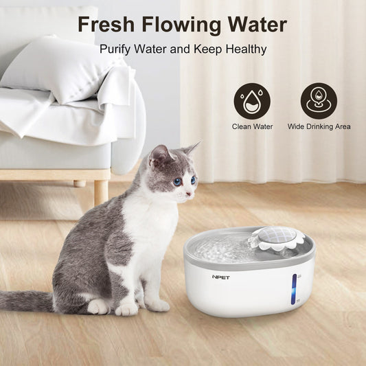 Automatic Pet Water Fountain 2L / 67oz – Ultra-Quiet Pump, Visible Water Level Window, Cat & Dog Water Dispenser, Safe BPA-Free Design