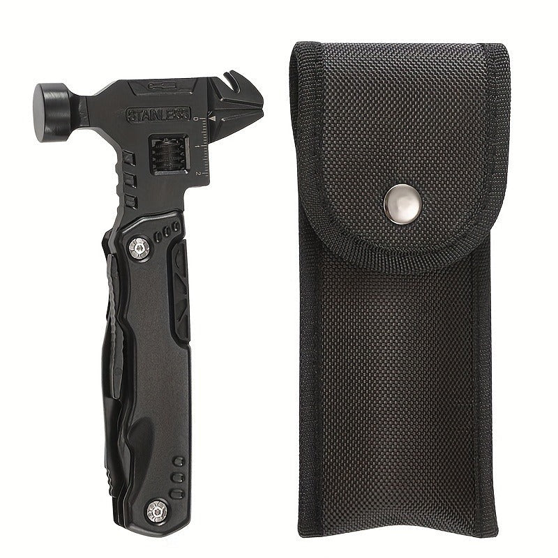 Multitool Folding Pliers Hammer Wrench Combo 4-in-1 Portable Camping Multi-Function Tool for Outdoor Survival Vehicle Emergency Household