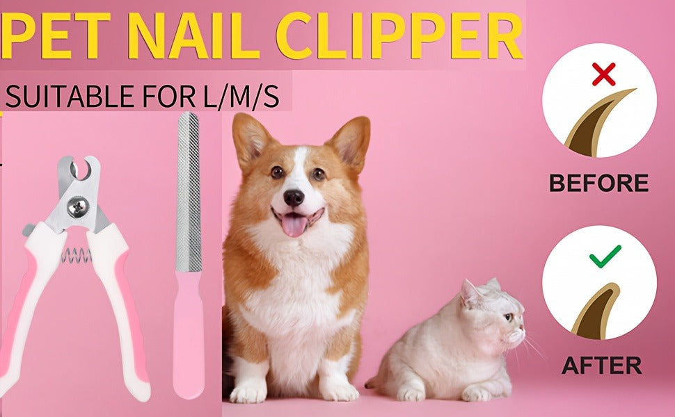 Pet Grooming Tool Set with Brushes, Combs, Nail Tools and Pink or Blue 9-Piece or 11-Piece Options