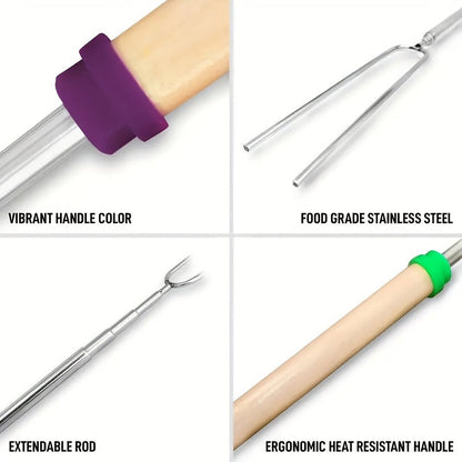 Marshmallow Roasting Sticks 12-Pack Extendable Stainless Steel + Bag, for Grilling, Camping and Outdoor Meals