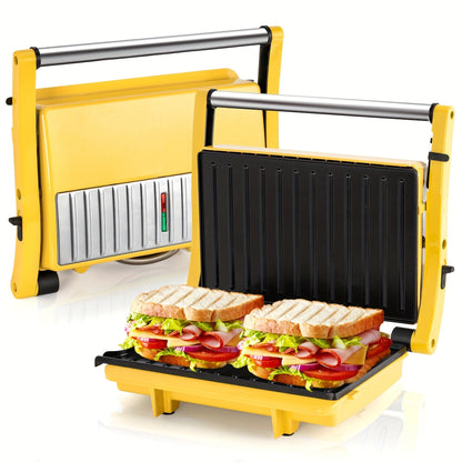 Sandwich Maker 3-in-1 Mini Indoor Grill & Panini Press, Non-Stick 180° Opening, Floating Hinge, 60-Min Timer