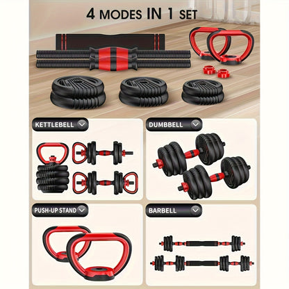 Adjustable Dumbbell and Barbell Weight Set with 20-, 30-, 70- or 90-Pound Pair Options and Kettlebell Handles