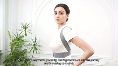 Grey Adjustable Posture Brace with Shoulder Straps and S, M, L or XL Size Options for Daily Routines