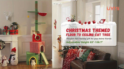 90-107.9-Inch Floor-to-Ceiling Cat Tree with Four Platforms, Tension Post and Five Style Options