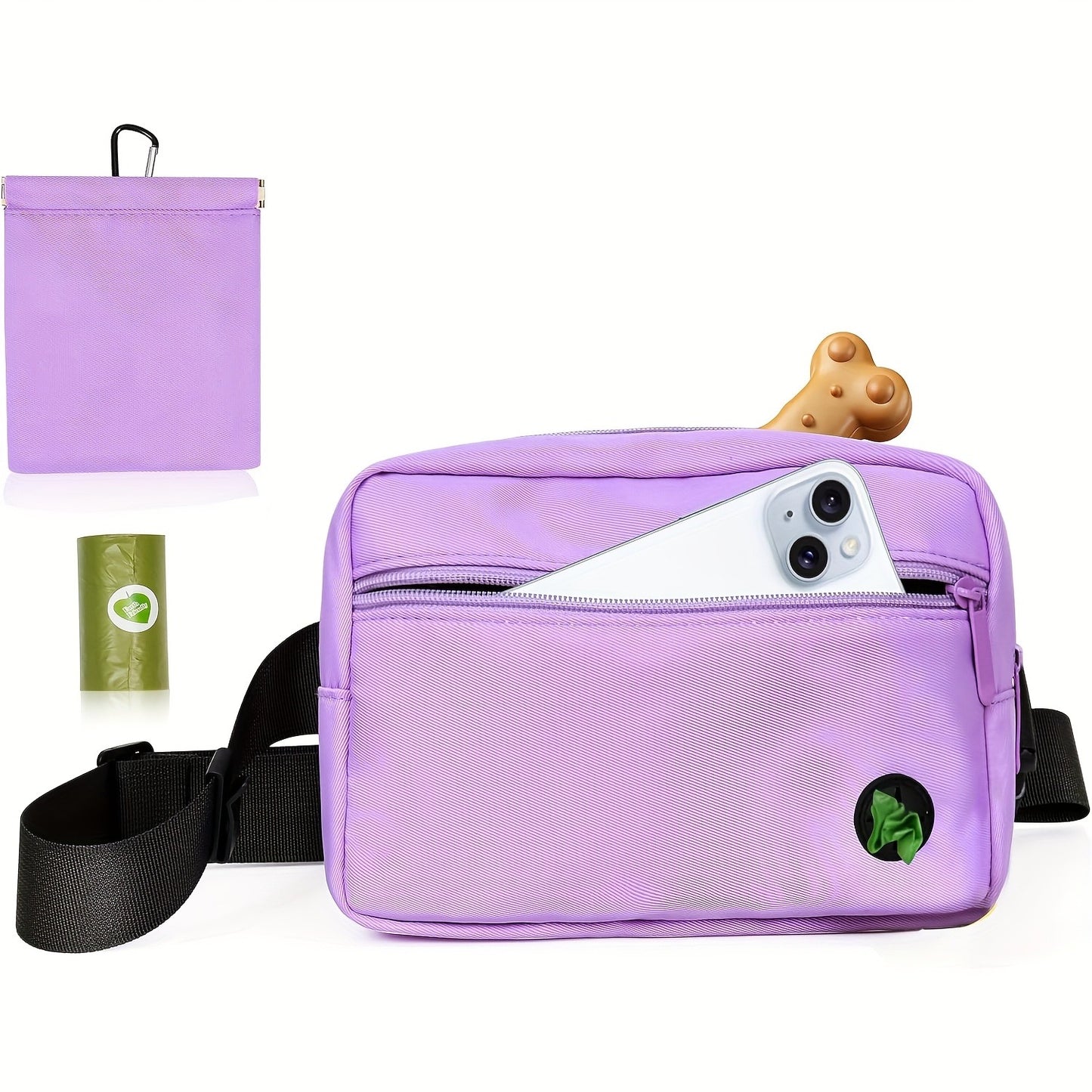 Dog Treat Pouch for Training – Waist Belt Bag with Poop Bag Dispenser, Detachable Treat Bag & Carabiner – Dog Walking Bag for Puppy Training