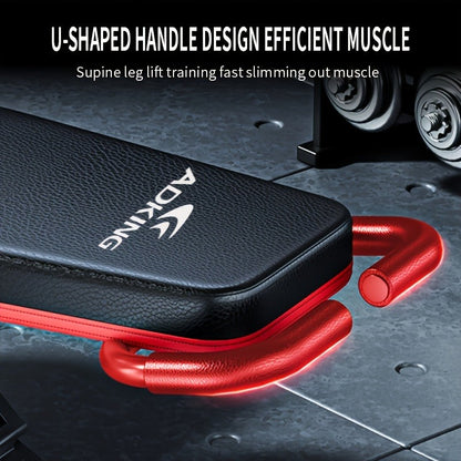 Foldable Adjustable Workout Bench with Black-and-Red Padding, Preacher Curl Pad, Leg Rollers and Resistance Bands