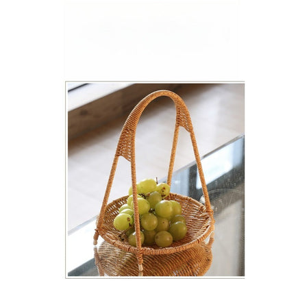 Round Tiered Serving Tray with Woven-Look Frame in Single- or Two-Layer Light Coffee Configurations