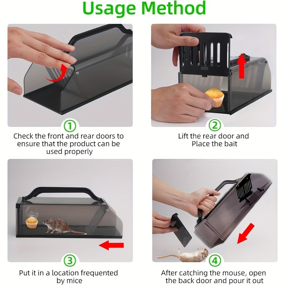 Mouse Trap Live Catch – Transparent Continuous Capture Rodent Trap for Indoor Home, Kitchen, Garage & Outdoor Use