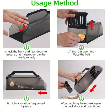 Mouse Trap Live Catch – Transparent Continuous Capture Rodent Trap for Indoor Home, Kitchen, Garage & Outdoor Use