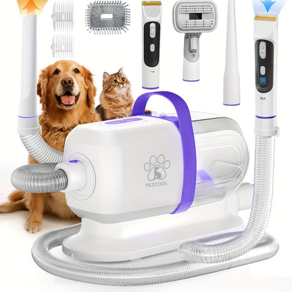 Pet Grooming Vacuum Kit 8-in-1 with 12000Pa Suction – Dog & Cat Hair Vacuum for Shedding, 6 Grooming Tools, 74oz Dust Cup, Low Noise