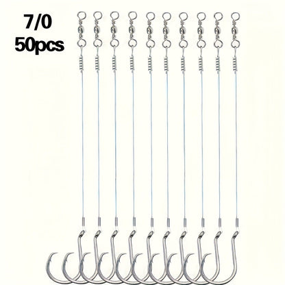 Circle Hooks 50pcs – Octopus Offset Steel Fishing Hooks for Catfish, Bass, Saltwater & Freshwater, Size 1/0 to 7/0