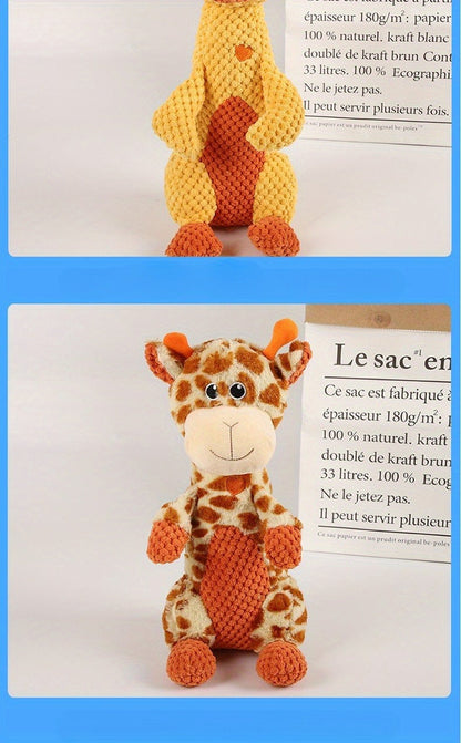 Dog Toy Squeaky Plush Deer or Frog Character for Chew, Tug, Fetch, Shake and Cuddle Play for All Breeds