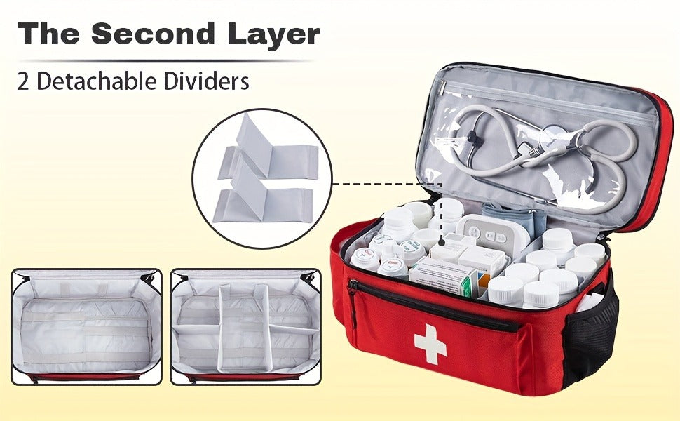 Medicine Storage Bag Organizer – Household First Aid Kit Bag, Portable Medicine Cabinet Basket with Compartments for Home