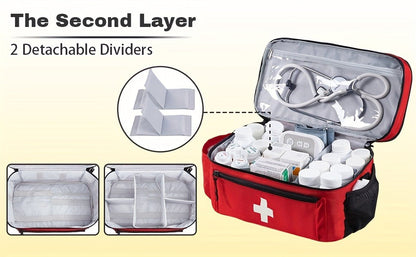 Medicine Storage Bag Organizer – Household First Aid Kit Bag, Portable Medicine Cabinet Basket with Compartments for Home
