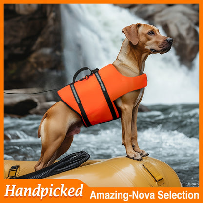 Dog Life Jacket Ripstop Swim Vest with Handle – Buoyancy Flotation Dog Life Vest for Swimming, Boating & Water Safety, Sizes XS to XL