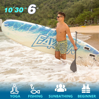 10.6-Foot Inflatable Stand-Up Paddle Board Kit with Six Graphics, Paddle, Pump, Bag, Leash and Fin