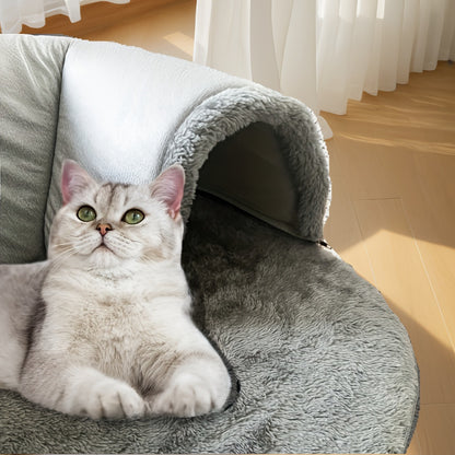 Cat Tunnel Bed 3-in-1 Play Mat & Warm Nest with Non-Slip Base, Durable Chew-Resistant Polyester Cat Bed for Indoor Cats