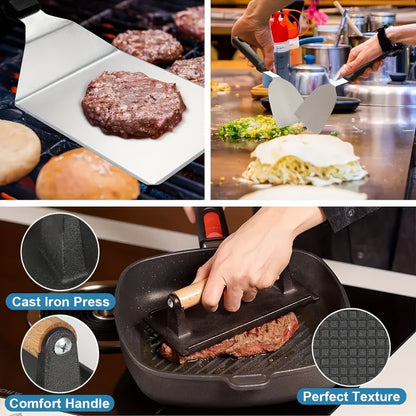 17-, 34- or 41-Piece Teppanyaki BBQ Tool Set with Griddle Spatulas, Press Domes and Carry Bag