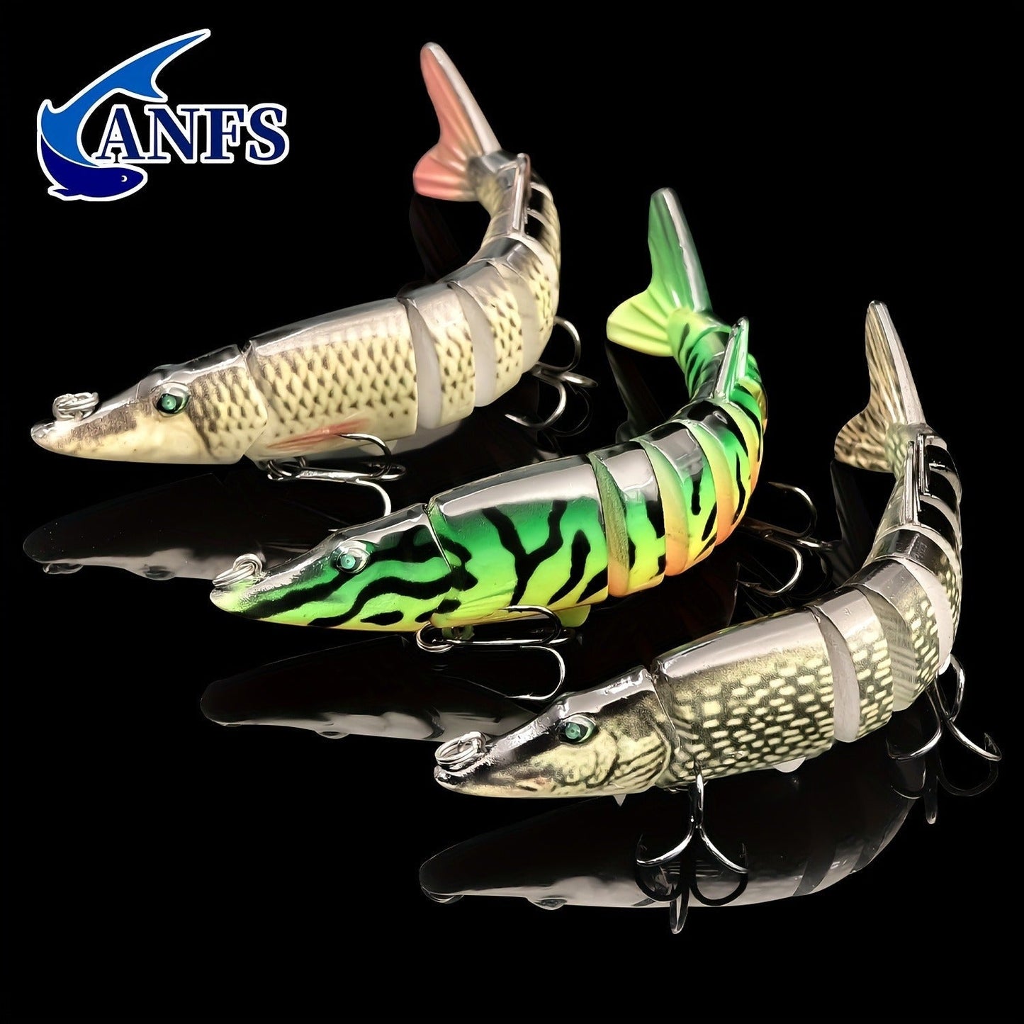 Multi-Jointed Swimbait Fishing Lures for Bass Trout Perch – Slow Sinking Lifelike 3D Eyes ABS Body, Pearl Powder Coating