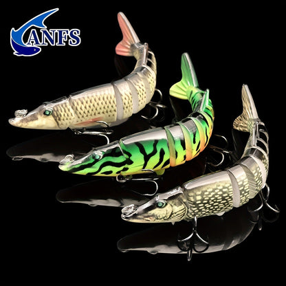 Multi-Jointed Swimbait Fishing Lures for Bass Trout Perch – Slow Sinking Lifelike 3D Eyes ABS Body, Pearl Powder Coating