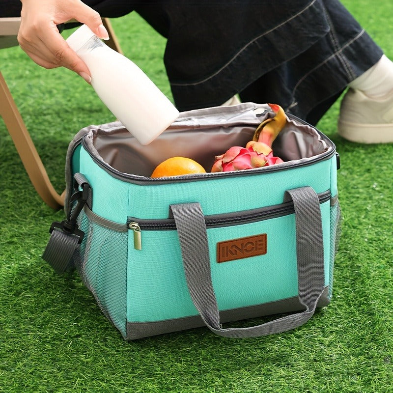 Structured Lunch Tote with Shoulder Strap in Black, Green, Big Flower or Daisy Pattern Options