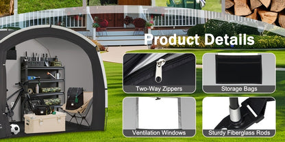 Outdoor Storage Tent Waterproof 230D Oxford Cloth PU4000 Portable Backyard Shed