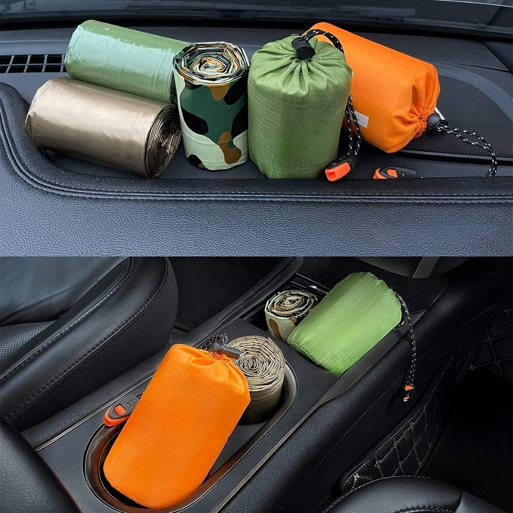 Emergency Sleeping Bag 4-Pack with Survival Whistles – Mylar Thermal Blanket Shelter Bag, Lightweight Waterproof Bivy Sack for Camping