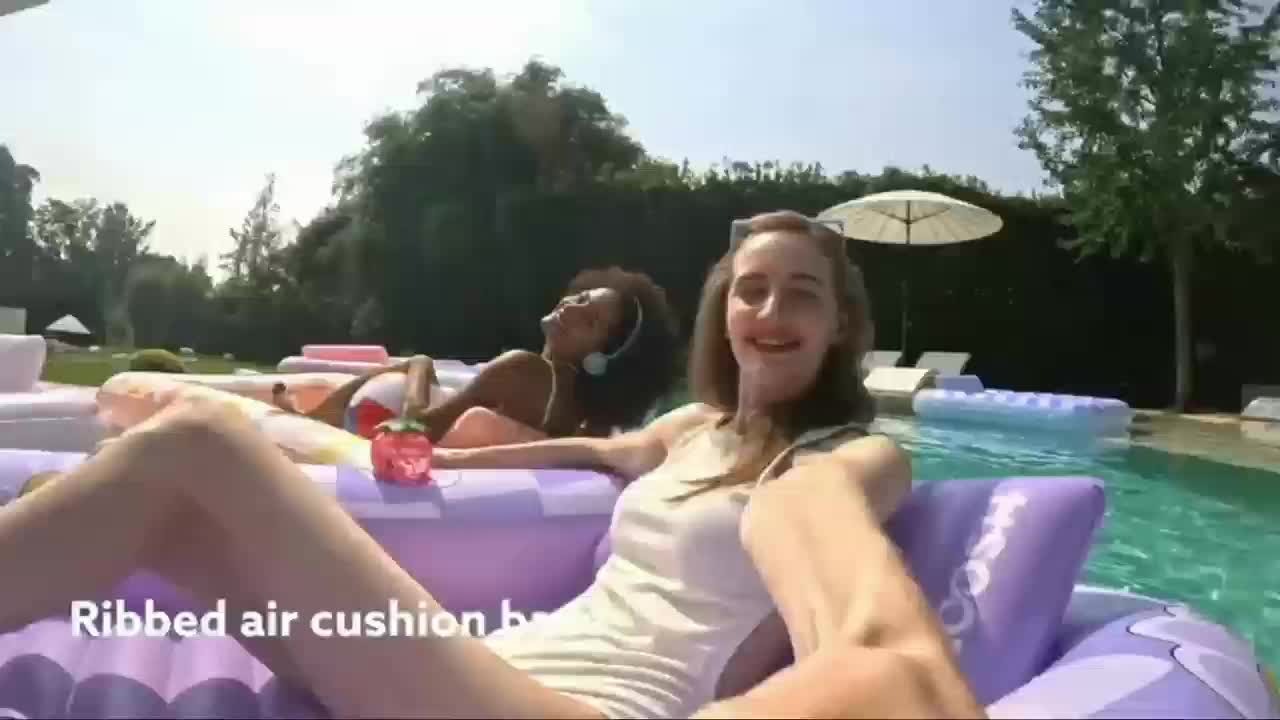 Tanning Pool Float 4-in-1, Inflatable Sunbathing Lounger with Detachable Pillow, Cup Holder & Wrap Rope