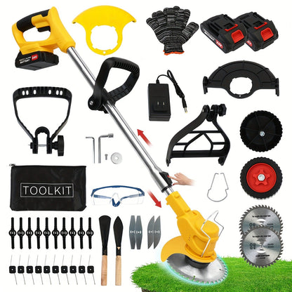 Cordless Weed Trimmer & Edger, 21V 3-in-1 Brush Cutter with 2 Batteries, Adjustable Head for Lawn