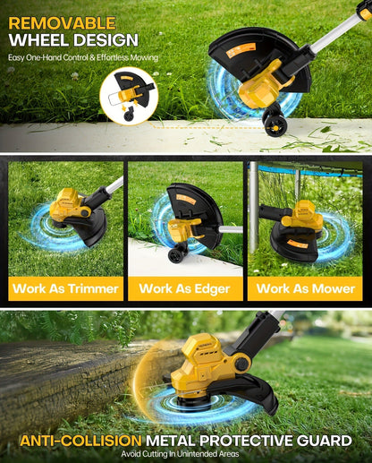 Cordless String Trimmer for DeWalt 20V Max, 12-Inch 20000RPM Brushless 3-in-1 Weed Eater with Auto-Feed