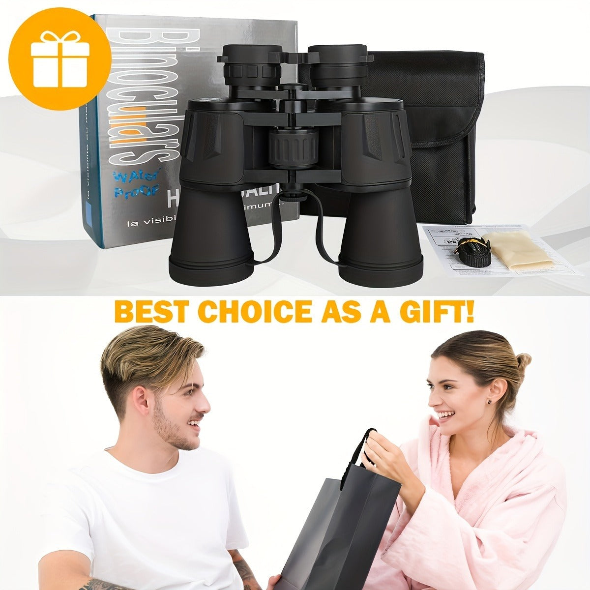 Full-Size 10x50 Binoculars with Smartphone Adapter, Carry Case and Neck Strap in Black, Mud or Green