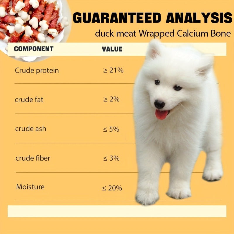 Dog Treats Chicken or Duck Wrapped Bone-Shaped Biscuits in Two-Pack Flavor Options for Reward Use