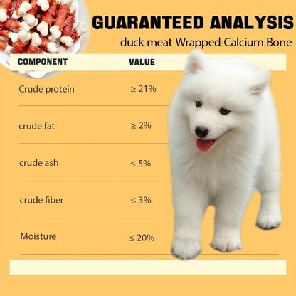 Dog Treats Chicken or Duck Wrapped Bone-Shaped Biscuits in Two-Pack Flavor Options for Reward Use