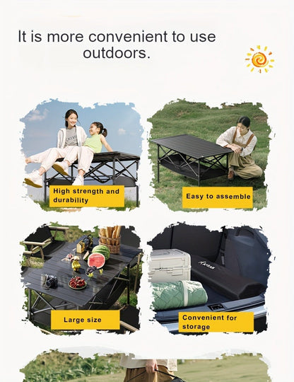 Foldable Roll-Up Camping Picnic Table with Carry Bag | Portable Outdoor Table for Camping Beach Backyard BBQ Parties Patios | Lightweight