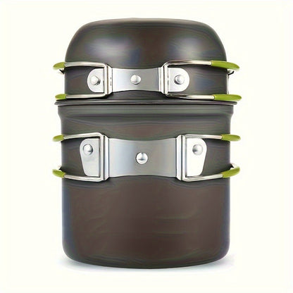 Stainless Steel Camping Cookware Set Portable Outdoor Cooking Pot with Foldable Storage Knives Forks Lightweight Compact for Backpacking