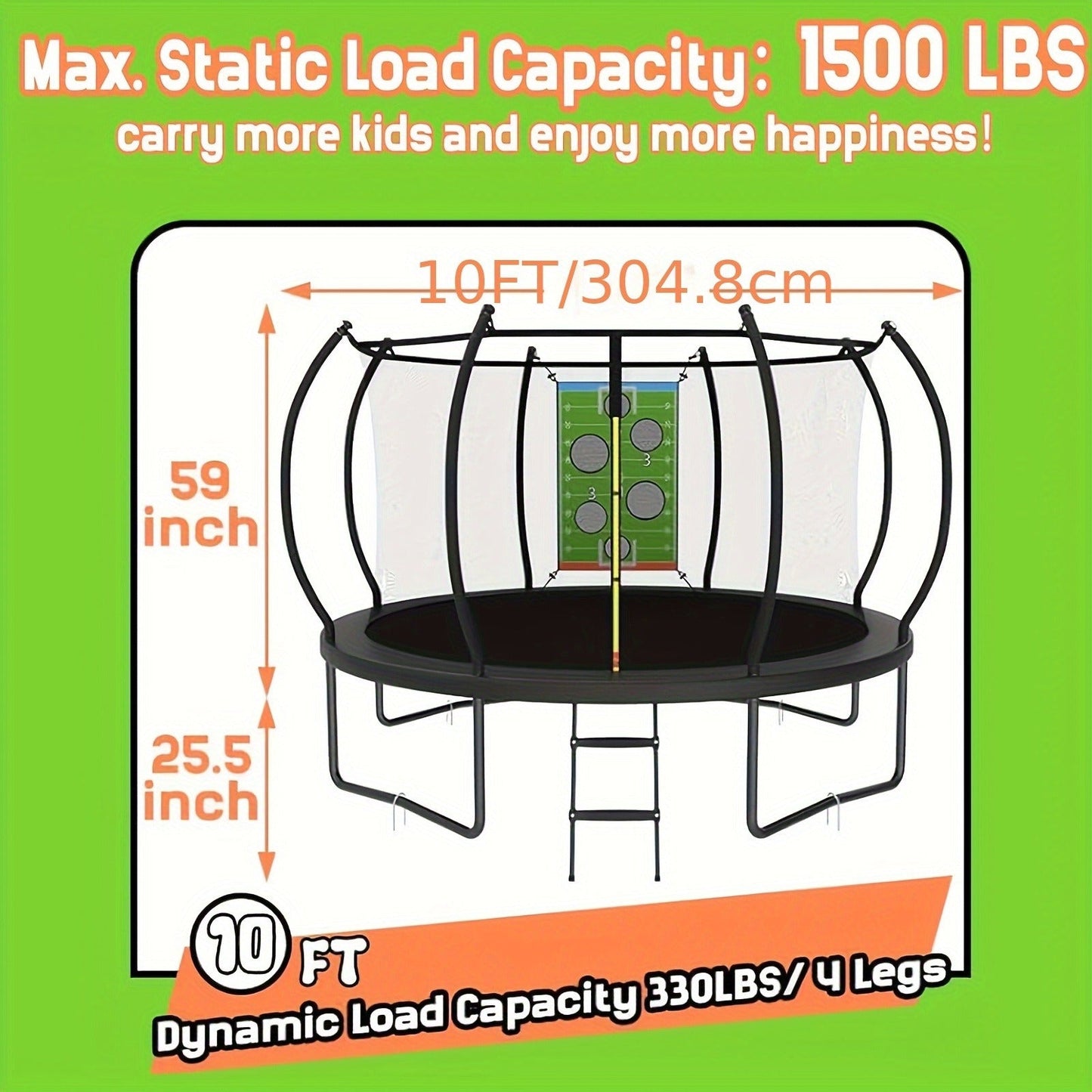 Outdoor Trampoline with Safety Enclosure Net Football Toss Game 8 10 12 14FT Round Backyard Trampoline for Kids Adults Indoor Outdoor Party